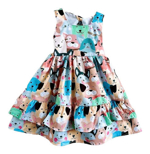 Vestido Infantil Colorido Verão Rodado Menina Princesa