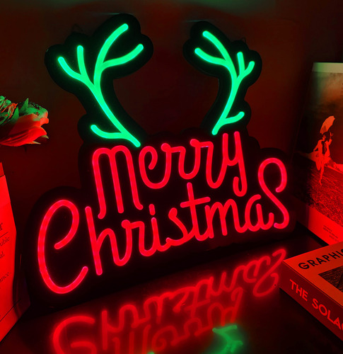 Mccoco Luz Neon Diseño Ultrafino Feliz Navidad Letrero Led U