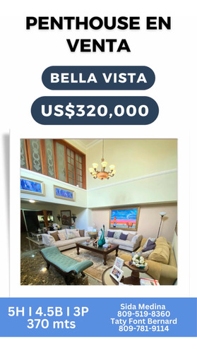Vendo Penthouse En Bella Vista 5h, 4.5b Y 3p Us$320,000