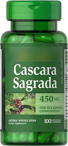 Puritan&#39;s Pride Cascara Sagrada 450 Mg-100 Cápsulas