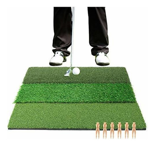 Relilac Tri-turf Golf Hitting Mat With Tees - Launch Pad Fo