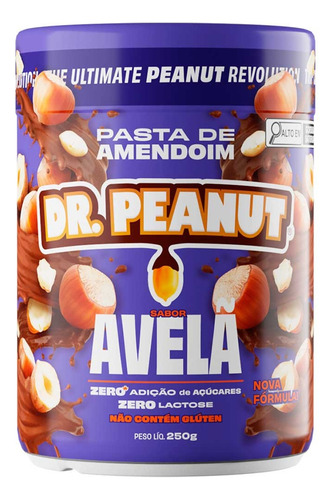 Pasta De Amendoim 250g Dr Peanut - Zero Lactose - Sabor Avelã