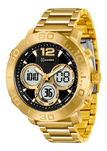 Relógio X-games Masculino Anadigi Xmgsa002 P2kx Dourado Aço