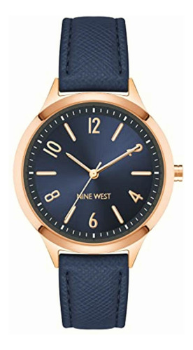 Nine West Reloj De Correa Para Mujer, Nw/2836, Azul Marino,