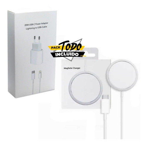 Imagen 3 de 7 de Cargador Inalámbrico iPhone 14 13 12 + Cargador + Cable T/c