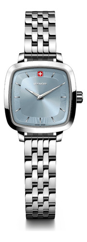 Wenger Reloj Vintage Classic 27 Mm, Azul Claro Color de la correa Plateado Color del bisel Plateado