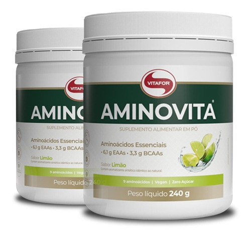 Kit 2 Aminovita Vegano Limão Vitafor 240g