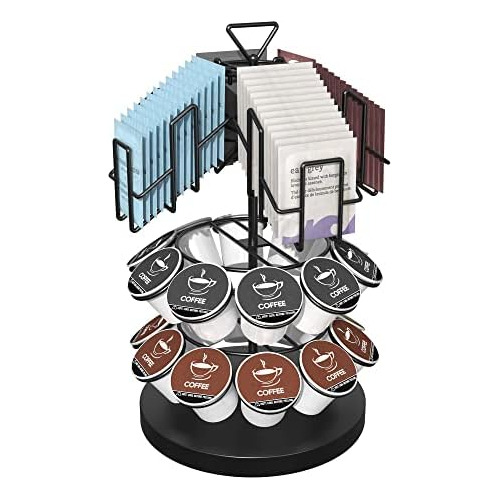 Coffee Pod & Tea Bag Carousel Stand, K Cup Holder, Orga...