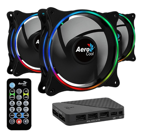 Kit 3 Ventiladores Aerocool 120mm Eclipse 12 Pro Led Rgb