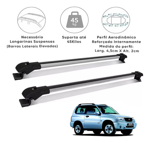 Rack De Teto Travessa Grand Vitara 3p 2003 Slim Prata 