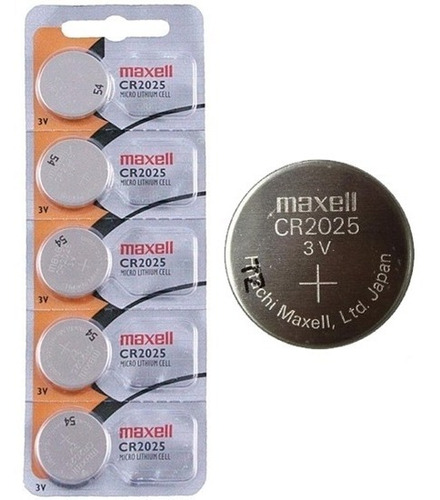 Pack 5 Pilas Maxell Cr2025 Tipo Botón Micro Litio