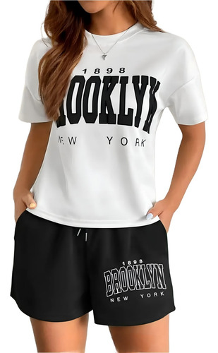 Short Y Playera De Mujer Conjunto Casual Moda Brooklyn