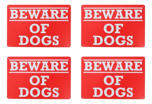 Señal De Advertencia Beware Dog Bites The Dog, 4 Unidades