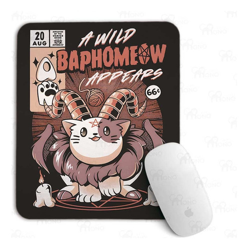 Mouse Pad Diseño Baphomeow Rock Metal 18cm X 22cm X 2mm