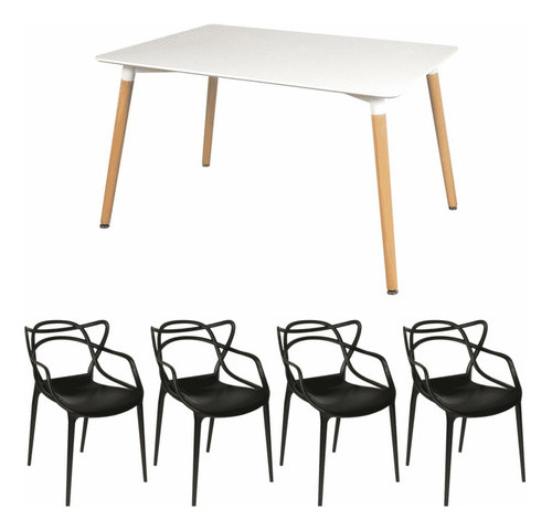 Juego De Mesa Eames 140x80 + 6 Sillas Master Baires4 