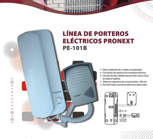 Imagen 2 de 3 de Portero Electrico Pronext Kit Frente + Telefono + Fuente 12v
