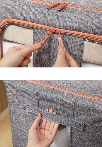 Caja Canasto Organizador De Tela Plegable 66l C Visor - Lima