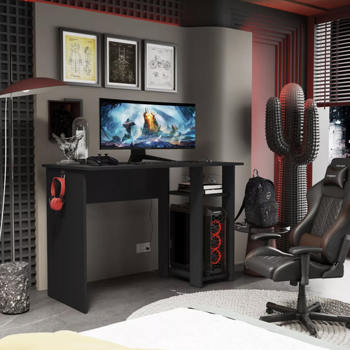 Mobigu Escrivaninha Mesa Gamer Para Computador Com Espaço Gabinete Preto