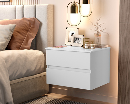 Mesa De Cabeceira Suspensa Toquio 2 Gavetas Quarto Cor Branco