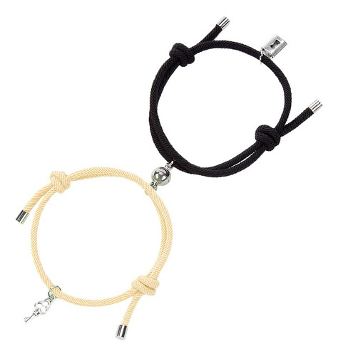 Kit 2 Brazaletes Magnéticos Pulsera  Llave Y Candado Parejas