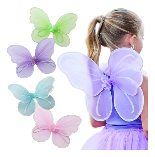 Alas De Hada Angel O Mariposa 4pc Niña Azul Verde Rosa
