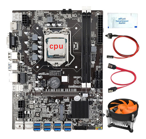 Placa Base Minera B75 De 8 Gpu+cpu+ventilador+grasa Térmica+