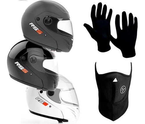 Casco Hawk Rs5 Rebatible + Guantes P Piel + Mascara Sti