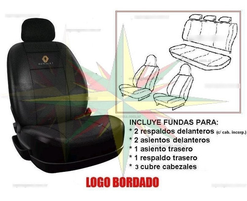 Imagen 2 de 2 de Funda Cubre Asiento Cuero Renault Kwid C/ Cabezalales Delanteros Incorporados ( Juego Completo )
