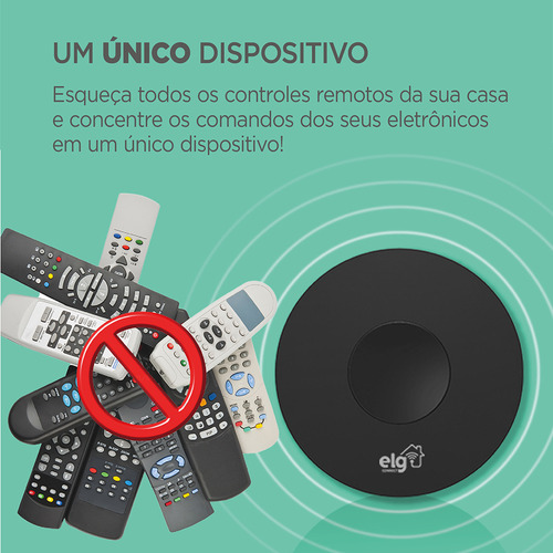 Controle Remoto Inteligente ELG SHIR300, Wi-Fi, Controle Diversos Dispositivos Infravermelho Via Aplicativo, Compatível com Alexa & Google Assistant, Preto