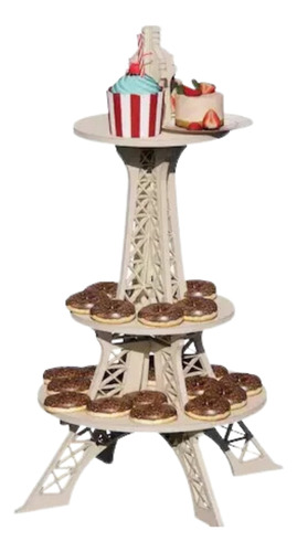 Soporte Base Para Cupcakes Madera Torre Eiffel Dulces 