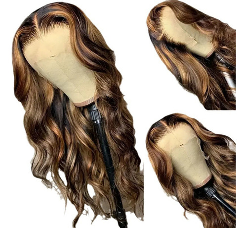 T Glueless Brown Mixed Loira Destaca Peruca Longa Solta