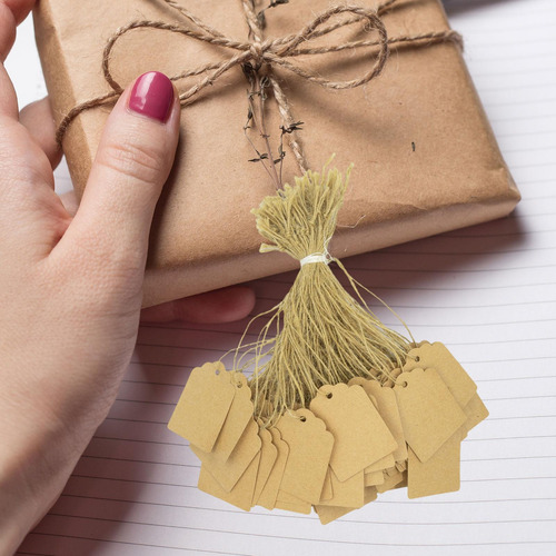 100 Etiquetas De Regalo Con Cuerda, Etiquetas De Marrón