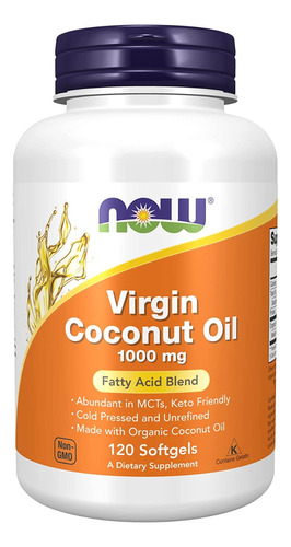 Aceite De Coco Orgánico Virgen 120 Cápsulas Keto Cetogénica