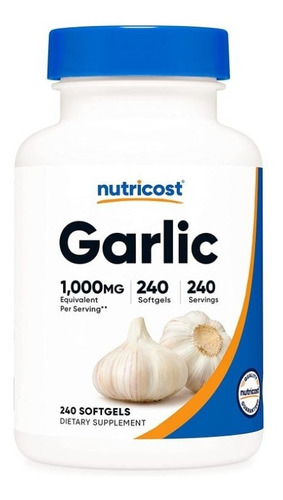 Original Nutricost Ajo Garlic 1000mg, 240cap Blanda, No Gmo