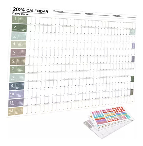 Planificador De Calendario De Pared Con Póster 2024