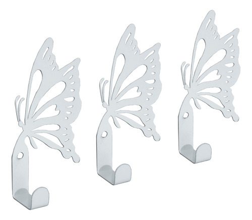 3 Porta Llaves De Pared Moderno Figura De Mariposa 1 Gancho Color Blanco