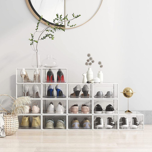 12 Pzs Zapatera Caja Apilable Plegable Organizador Multiusos