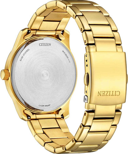 Reloj Citizen Bh500253e Para Hombre Triple Manecilla Fecha Color De La Malla Dorado Color Del Bisel Dorado Color Del Fondo Negro