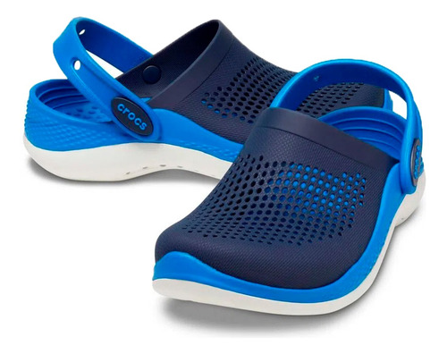 Crocs Sueco Lifestyle Niño Literide 360clog K Azul-bco Ras