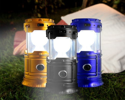Lampara Linterna Para Camping Solar Recargable Multiple Color Azul