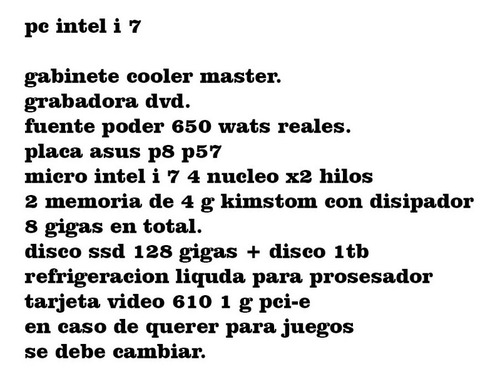 Imagen 3 de 3 de Pc Intel I7