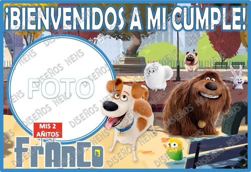 Vida Secreta Mascotas Cartel Bienvenida Imprimible Logo Foto