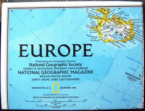 Mapa Nat Geo Europa Politico 1992 Paises Francia Suiza Austr