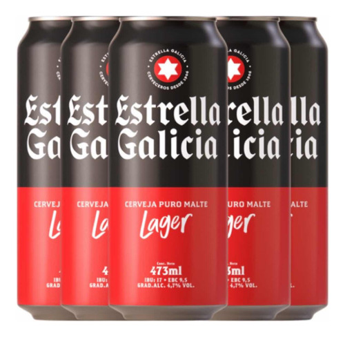 Cerveza Estrella Galicia Lager Lata 473ml X12 Unidades