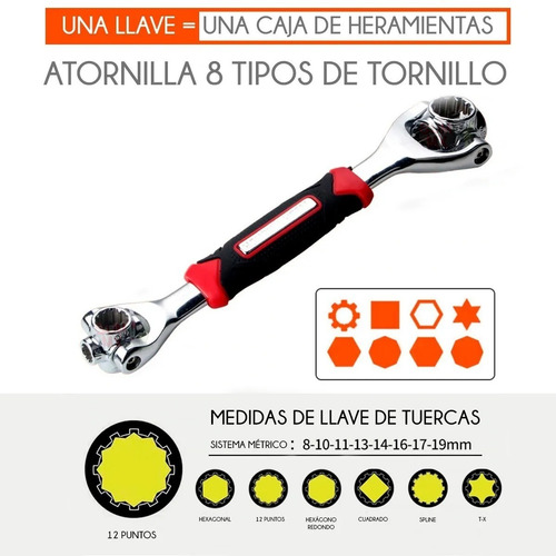Imagen 7 de 9 de Llave De Tuercas Multiuso 48 En 1 Con Giro De 360°con Caja