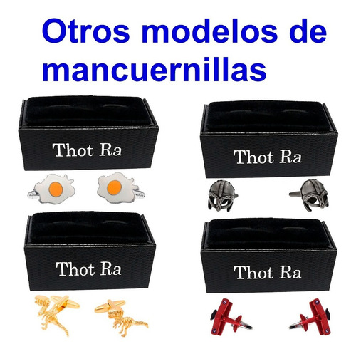 Mancuernillas Thot Ra Figura De Lentes Para Camisa E-637 Color Gris oscuro