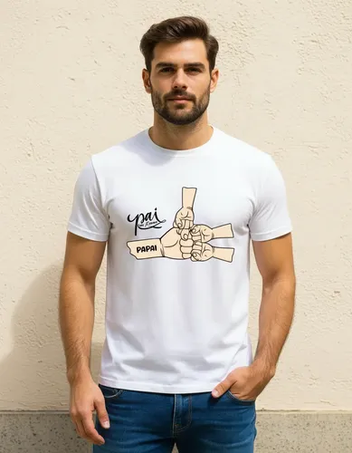 Camiseta Personalizada Feliz Dia Dos Pais E Filhos Mãos Branco Pai 03 G Personalizado