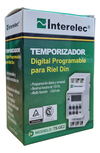 Timer Programable Interelec Digital Riel Din Grow Piletas 
