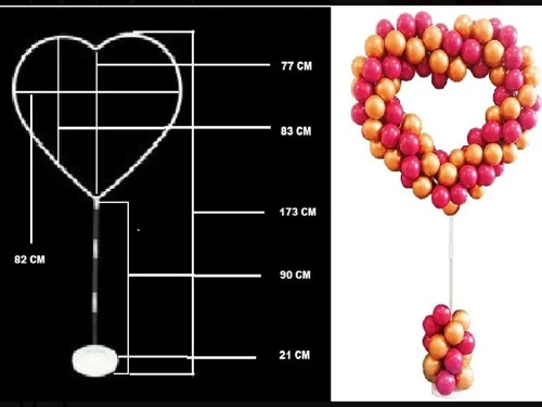 Imagen 1 de 1 de Estructura Globos Soporte C/ Aro Corazon P/decoracion