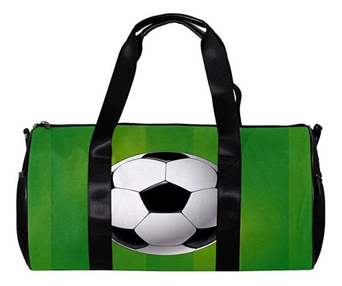 Sport Soccer Ball Green Striped Sports Duffel Bag Travel To.